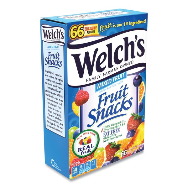 Welchs Fruit Snacks, Mixed Fruit, 0.9 oz Pouch, PK66 20900320